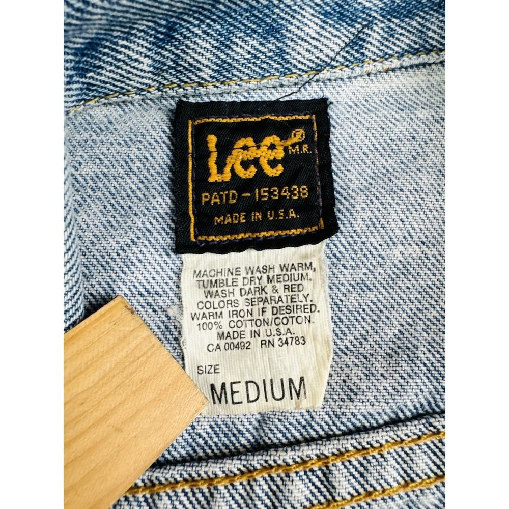 Vintage 80s Lee Riders 153438 USA Denim Trucker Jacket Medium Faded Distressed - Picture 13 of 14